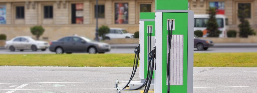 EV charging station in a parking lot