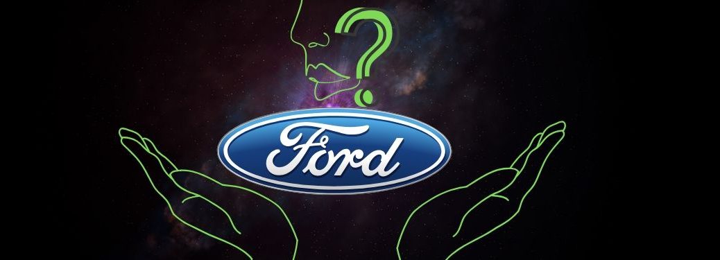 A mysterious ephemeral figure holds the Ford logo afloat in the cosmos