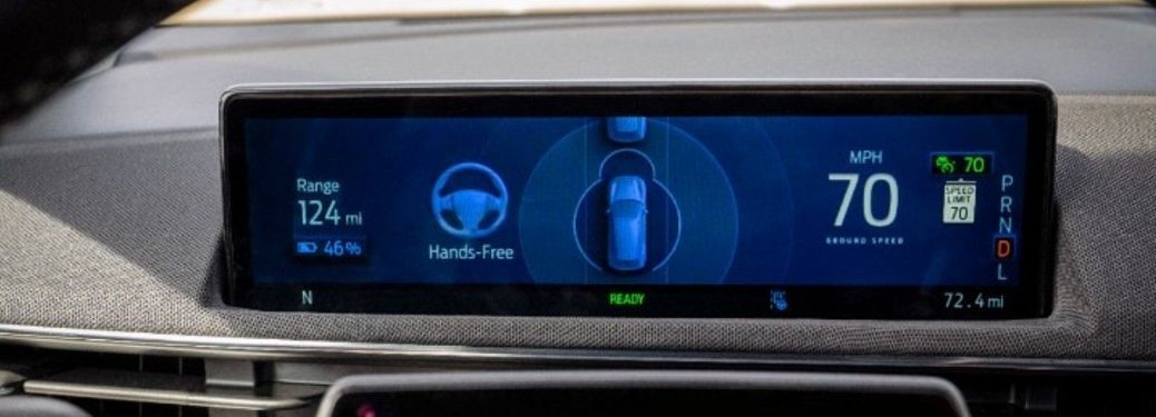 Close up of Ford BlueCruise inside a new Ford vehicle