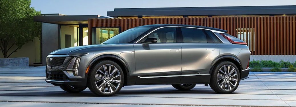 Driver angle of a silver 2023 Cadillac LYRIQ