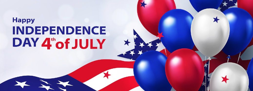 Patriotic graphic with the text "Happy Independence Day 4th of July"