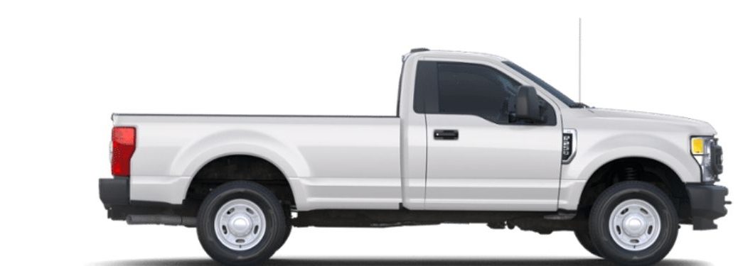Side view of a white 2022 Super Duty F-250 XL