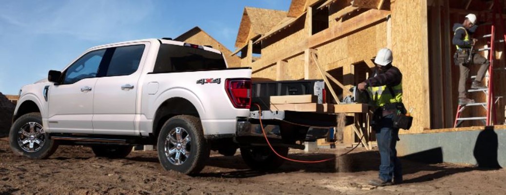 2022 Ford F-150 Lightning on a work site