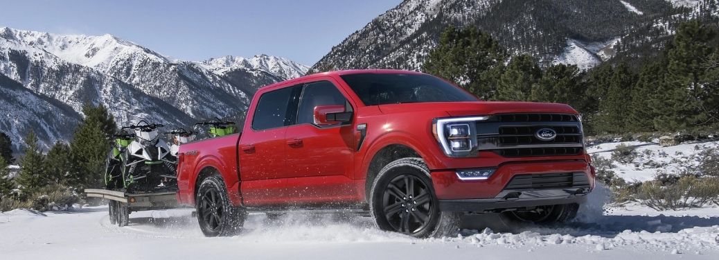 2022 Ford F-150 towing snowmobile