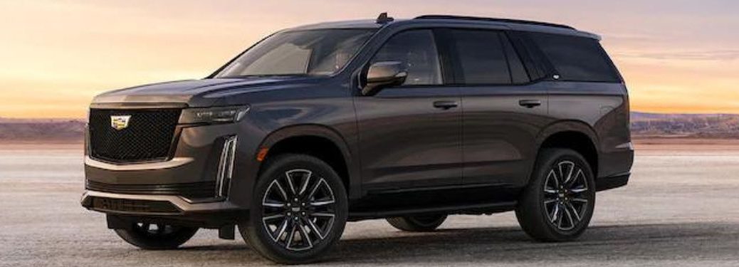 A black 2023 Cadillac Escalade-V during the sunset.