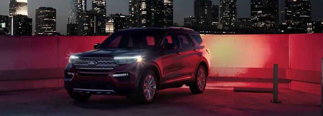 A 2023 Ford Explorer on a well-lit open ground