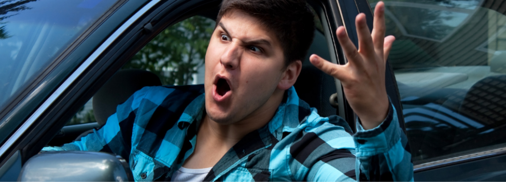 Anger man in a car