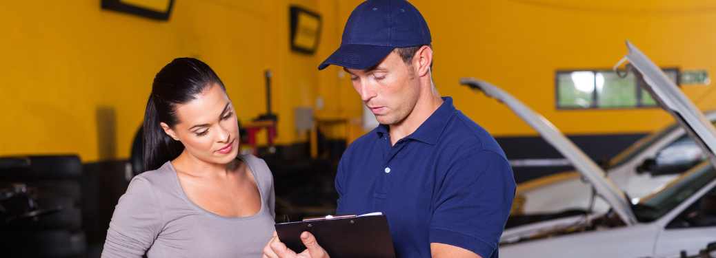 Mechanic with a customer
