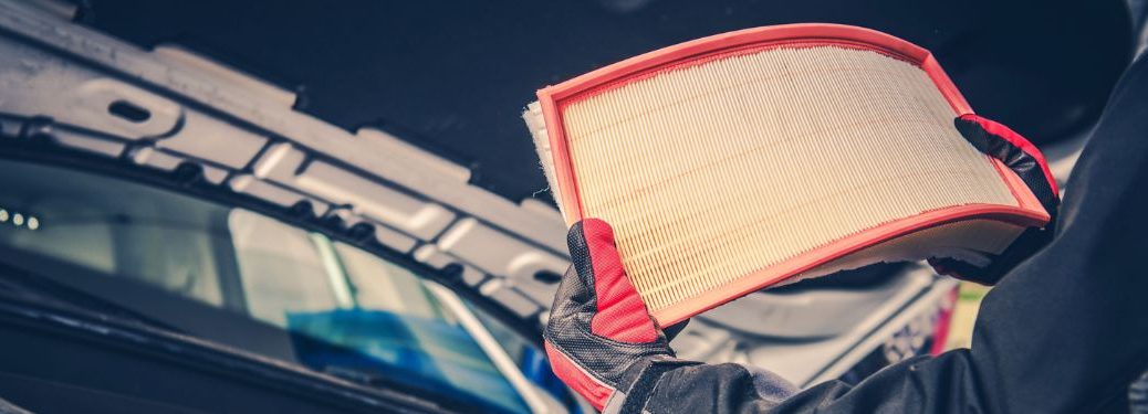 Service professional holding an air filter