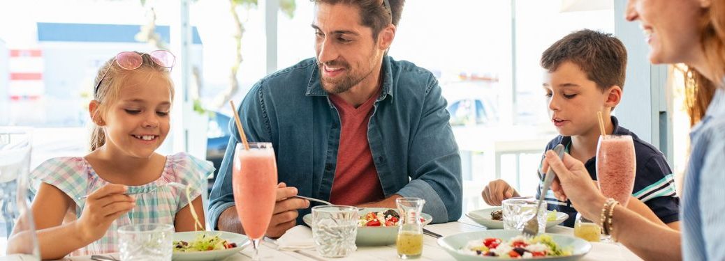 a family having breakfast at a restaurant