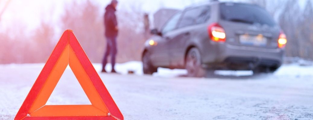 a car stranded in ice