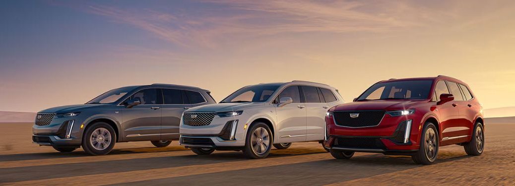 Three 2025 Cadillac XT6 lined up