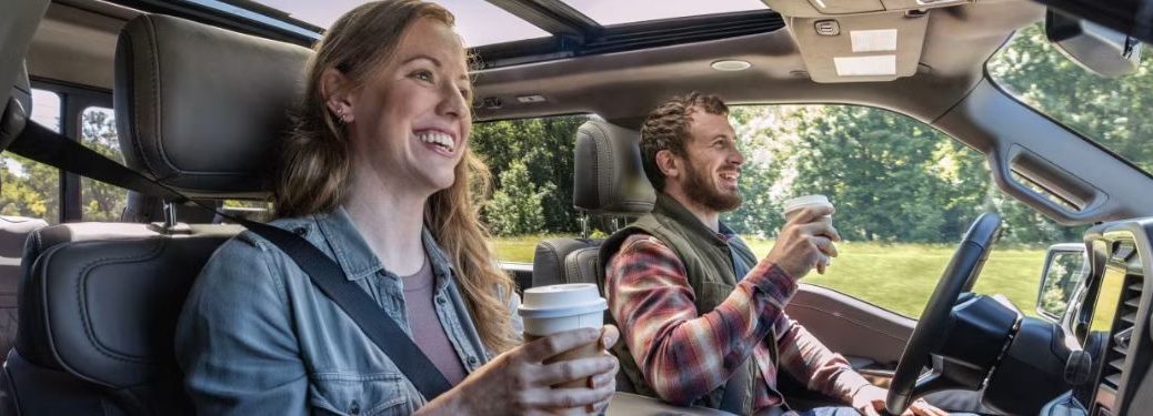 Two people drinking coffee