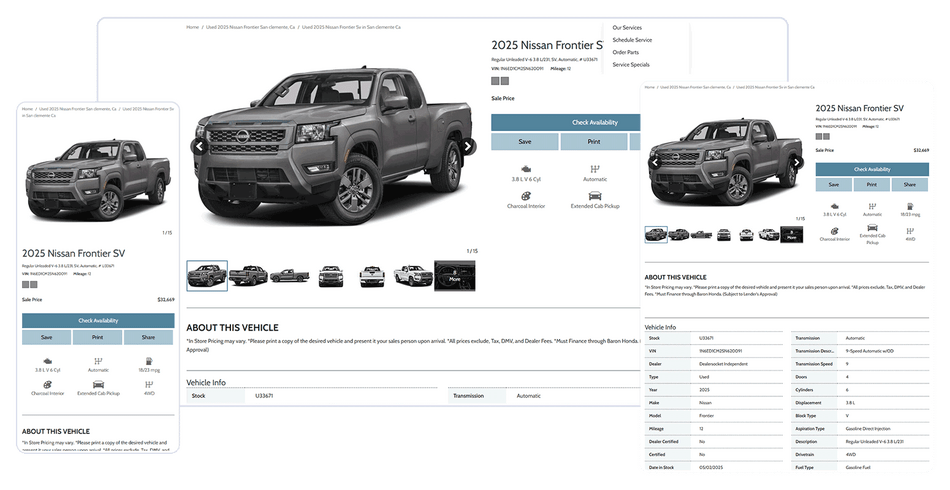 Aero inventory theme on dealership website inventory