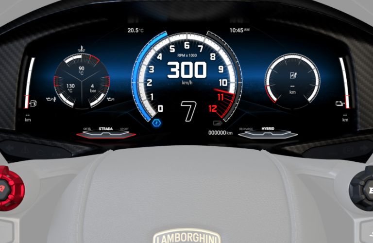 instrument cluster of the 2025 Lamborghini Temerario
