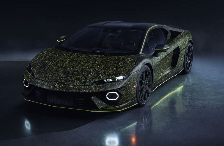 front and side view of a custom Lamborghini Temerario at Art Basel Miami