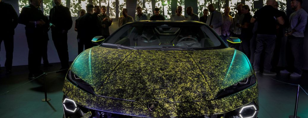 front view of a custom Lamborghini Temerario at Art Basel Miami