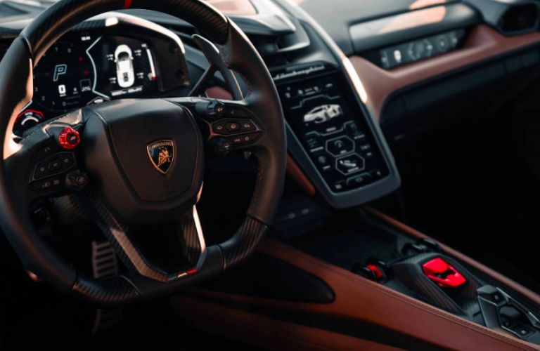 steering wheel of a Lamborghini Revuelto