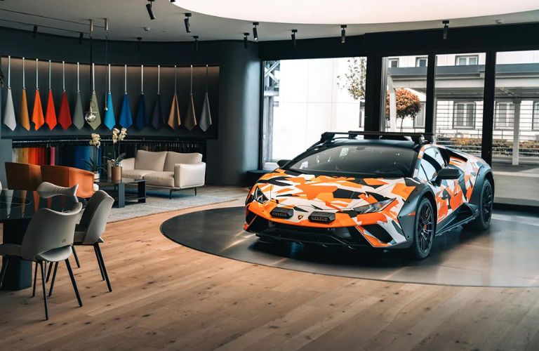 2024 Lamborghini Huracán Sterrato parked in a showroom