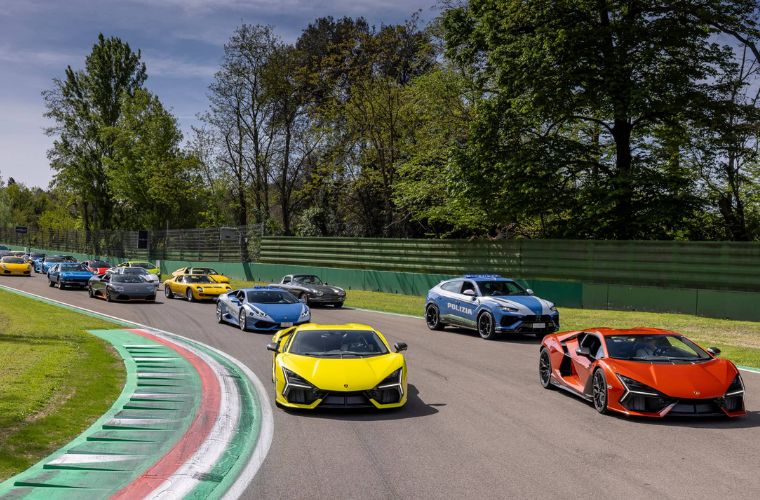 Severl Lamborghini vehicle driving