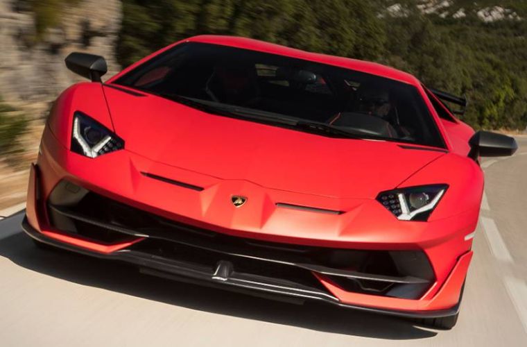 Exterior front view of a Lamborghini model