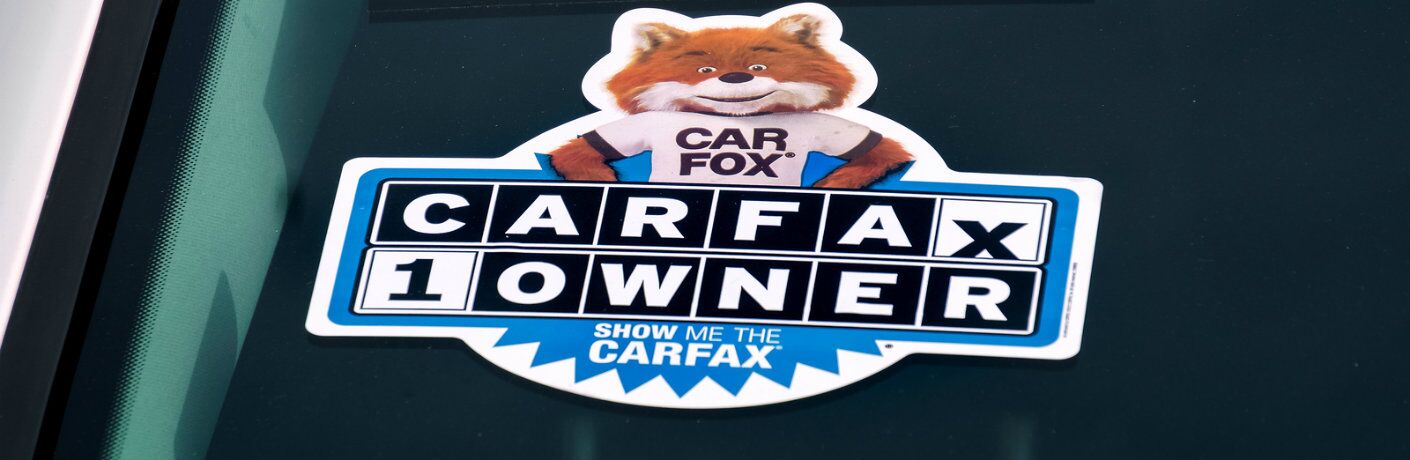 Carfax logo on vehicle windshield
