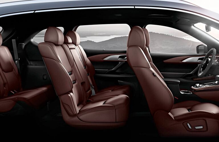 Side View of Reddish-Brown Seats in 2019 Mazda CX-9