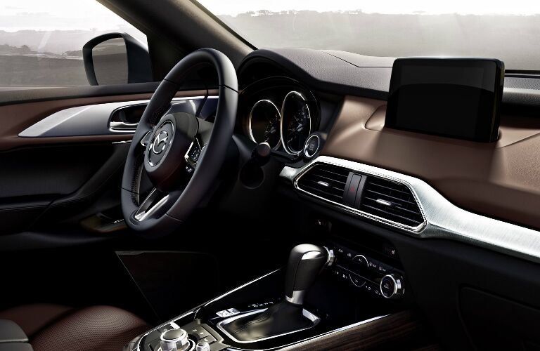 Dashboard and Reddish-Brown Driver's Seat in 2019 Mazda CX-9