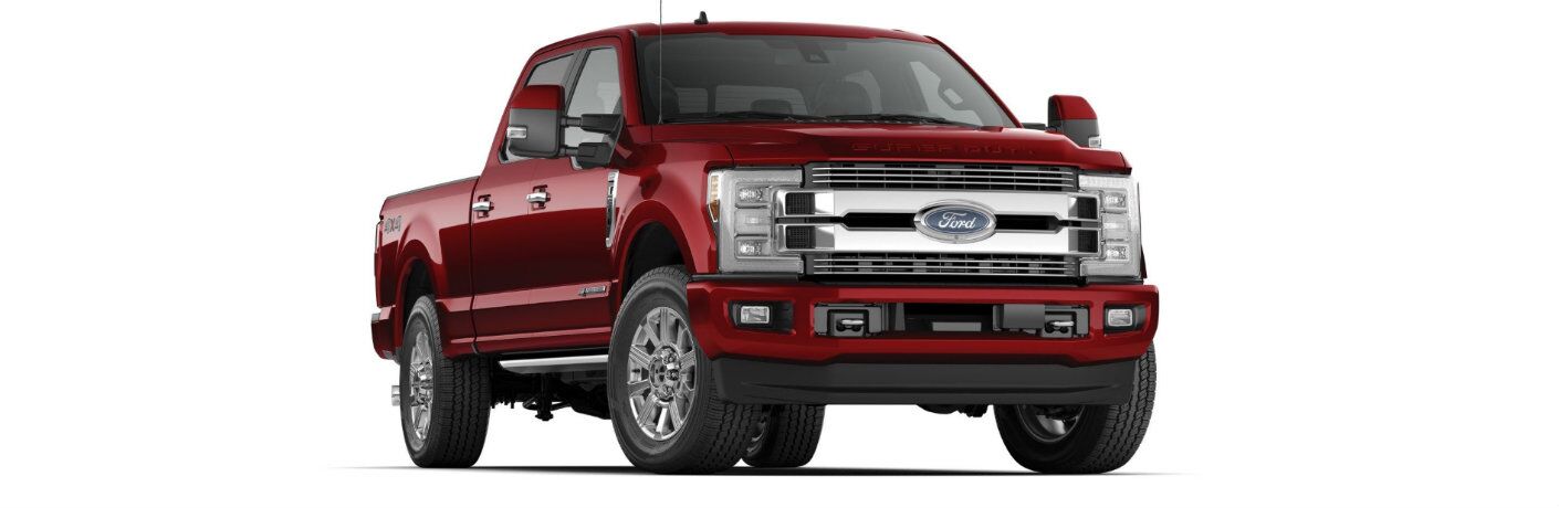 Red 2019 Ford Super Duty F-350 Limited on white background