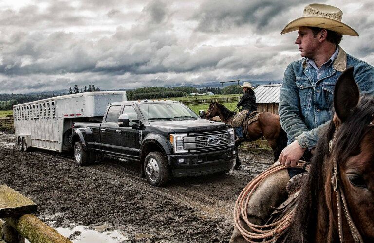 Black 2019 Ford Super Duty F-350 Platinum parked at ranch