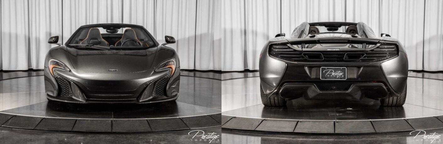 2016 McLaren 650S silver front and back view