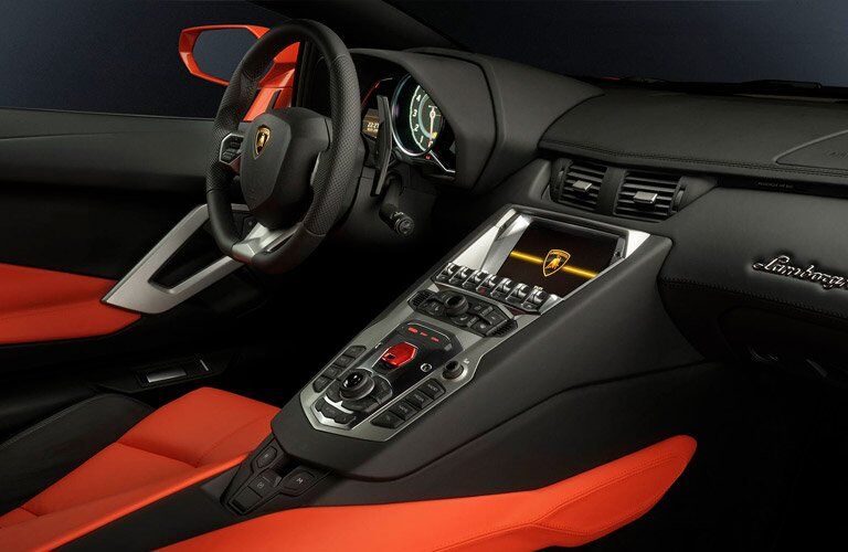 2017 Lamborghini Aventador Superveloce Roadster Passenger View Front Cabin Red Interior