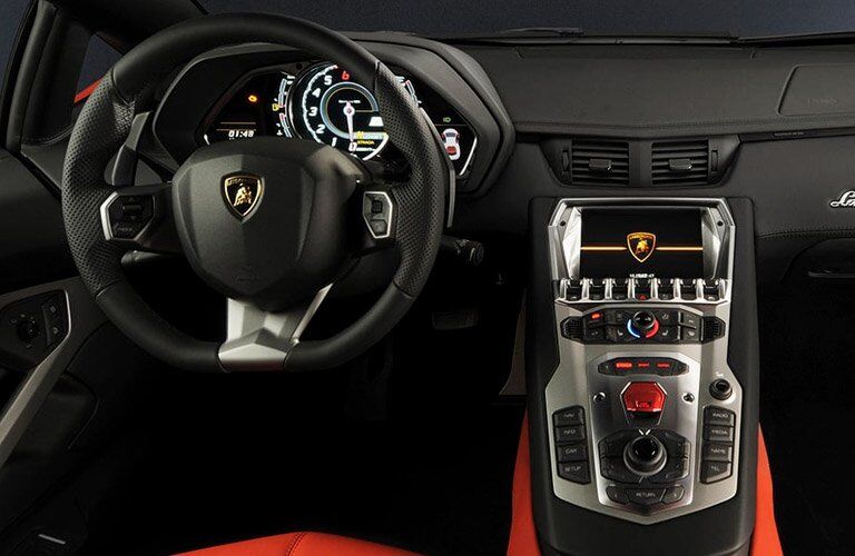 2017 Lamborghini Aventador Superveloce Roadster Red Interior Steering Wheel