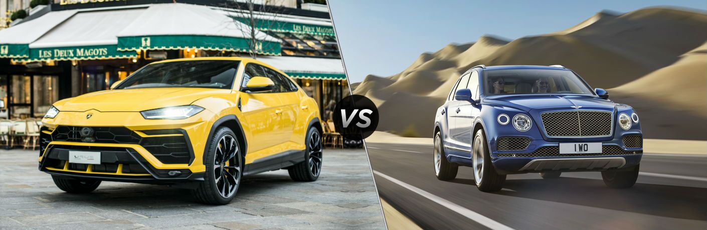 2018 Lamborghini Urus Exterior Driver Side Front vs 2018 Bentley Bentayga Exterior Passenger Side Front