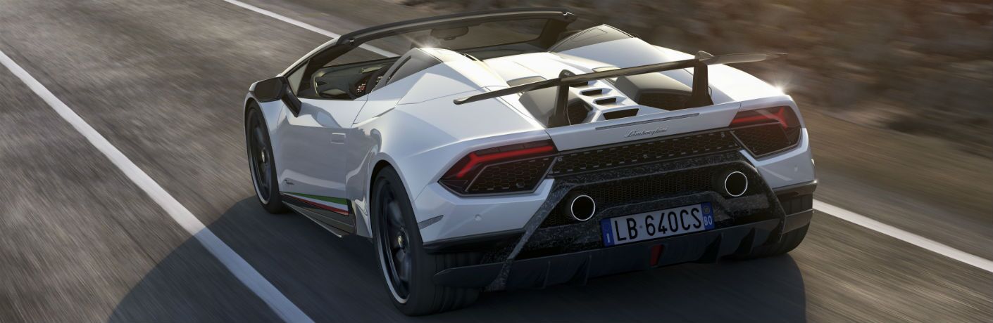 2019 Lamborghini Huracan Performante Spyder Exterior Driver Side Rear Angle