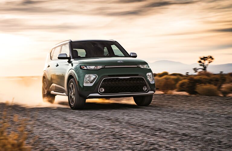 2020 Kia Soul driving on the dirt