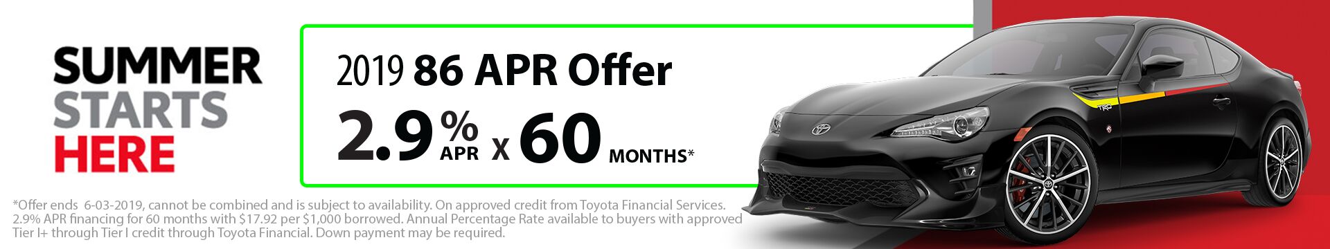 2019 86 APR Offer 2019 86 APR Offer