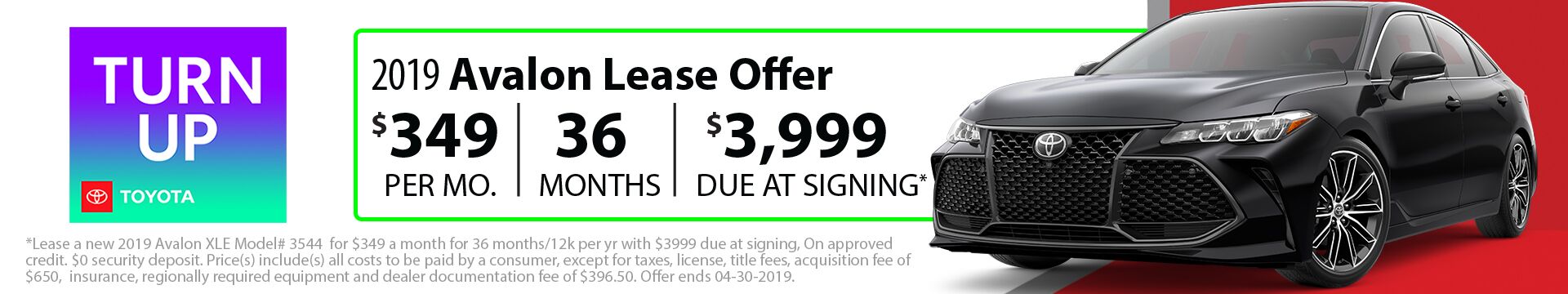 2019 Avalon Lease 2019 Avalon Lease