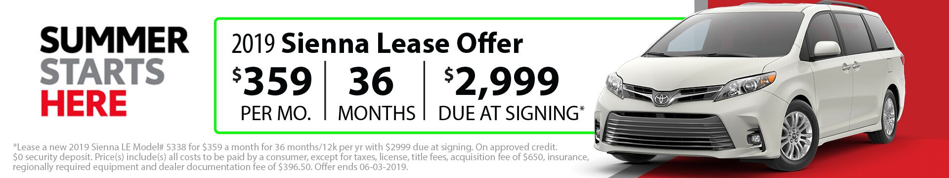 2019 Sienna Lease 2019 Sienna Lease