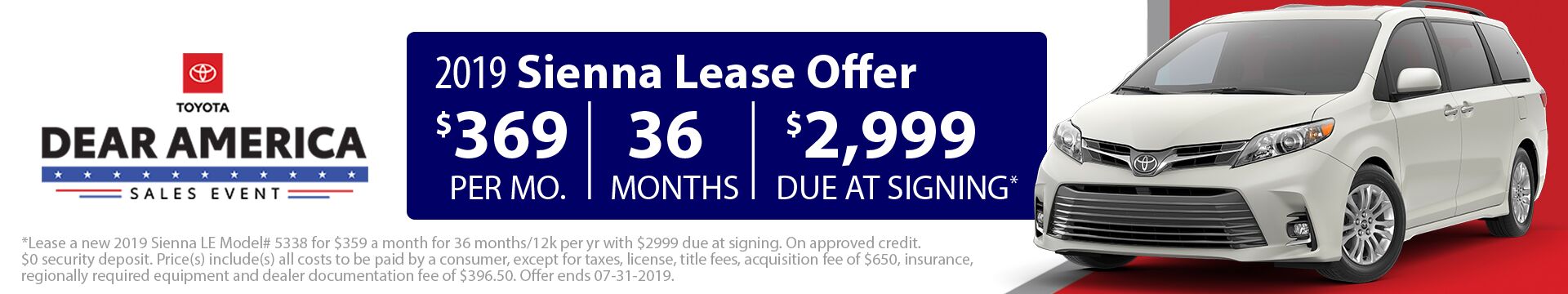 2019 Sienna Lease 2019 Sienna Lease