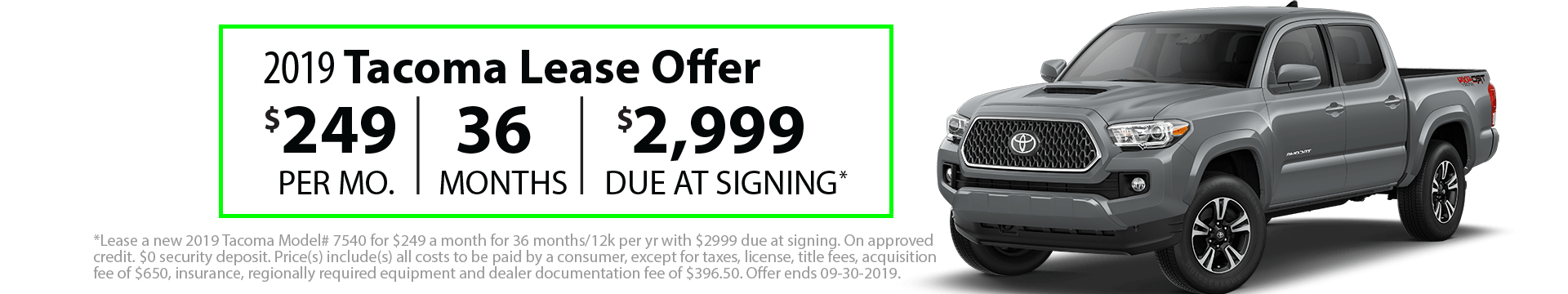 2019 Tacoma Special Lease Offer 2019 Tacoma Special Lease Offer