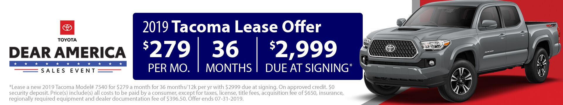 2019 Tacoma Lease 2019 Tacoma Lease