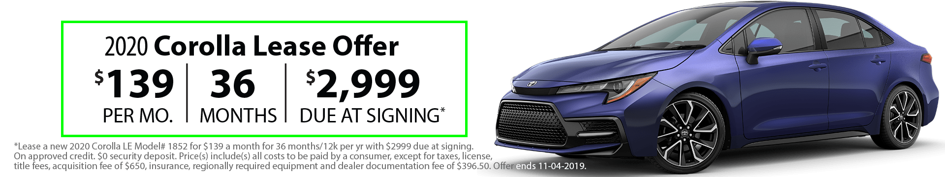 2020 Corolla Special Lease Offer 2020 Corolla Special Lease Offer