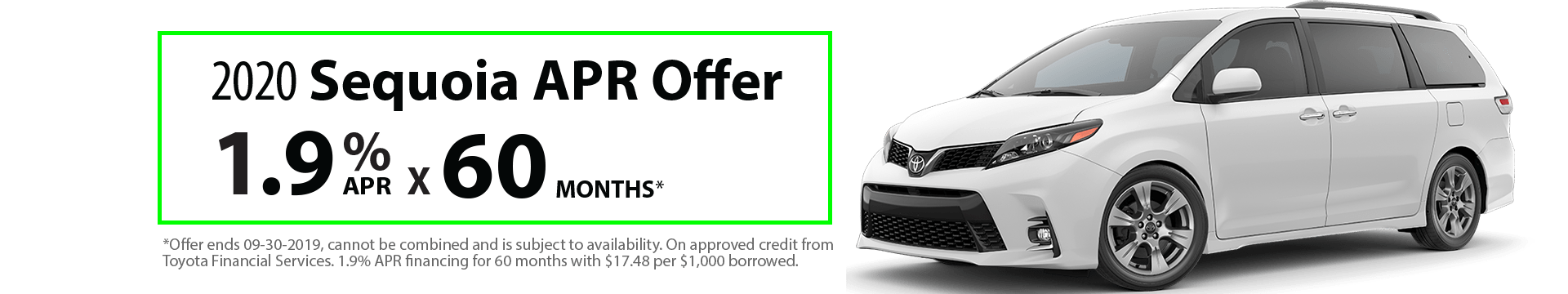 2020 Sienna 1.9% x 60 months Special Finance Offer 2020 Sienna 1.9% x 60 months Special Finance Offer