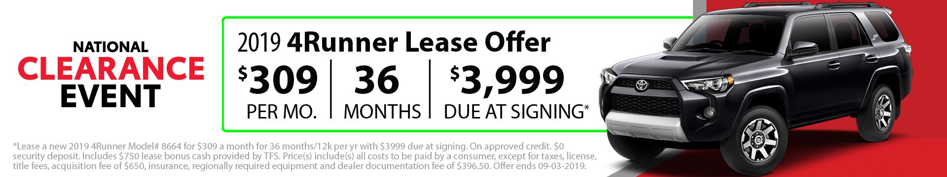 2019 4Runner Lease 2019 4Runner Lease