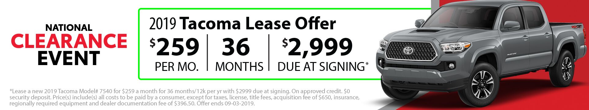 2019 Tacoma Lease 2019 Tacoma Lease