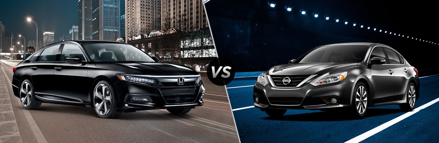 side by side images of the 2018 Honda Accord and 2018 Nissan Altima