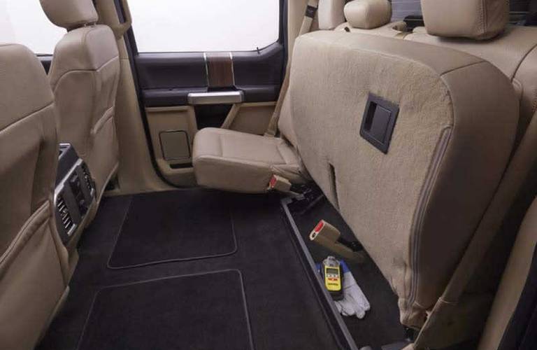 folded rear seats of the 2016 Ford F-150