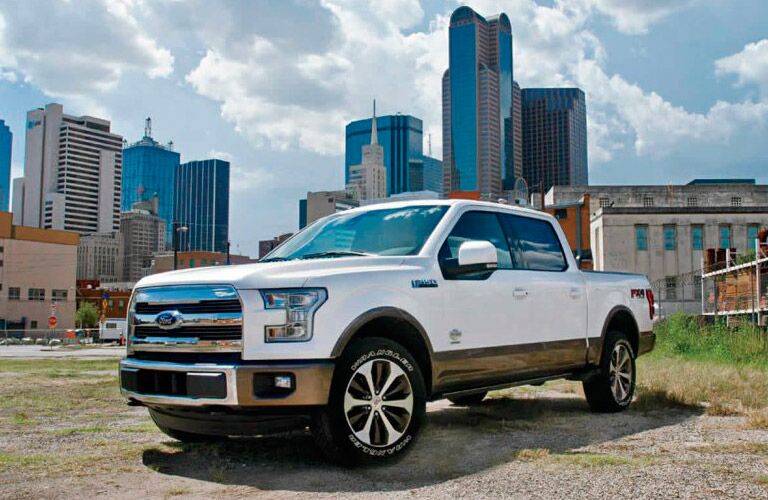 A white Ford F-150 FX2 in the city
