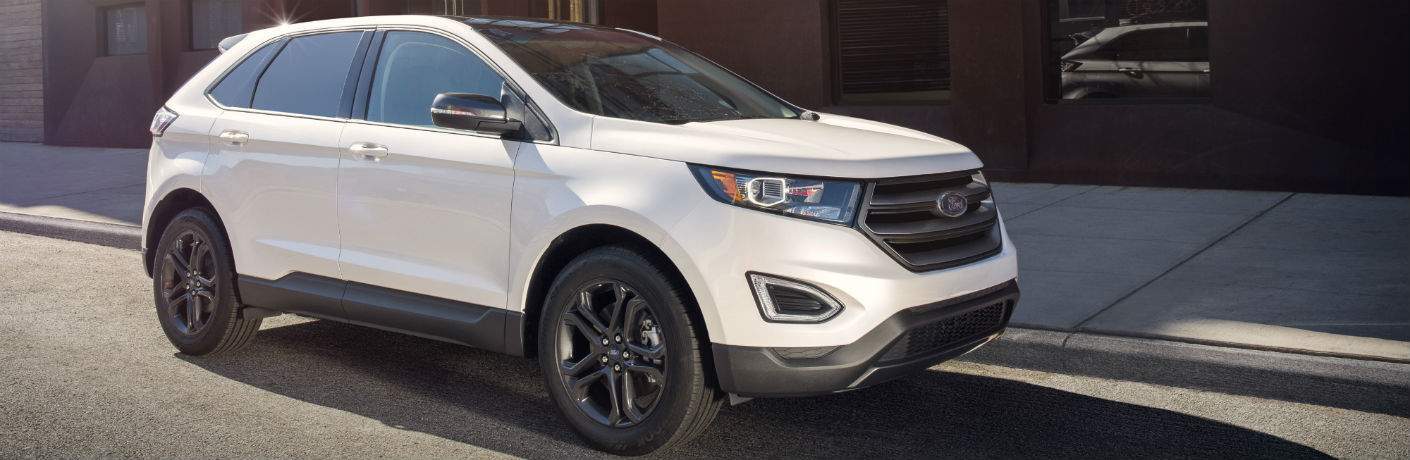 2018 Ford Edge exterior in white with black accents